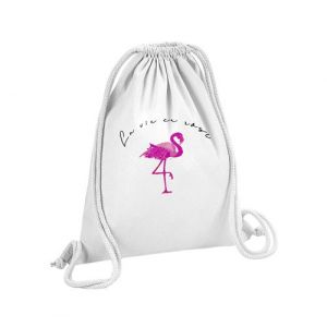 Fabulous Sac de Gym en Coton Blanc Flamant Rose la Vie en Rose Dessin 12 Litres
