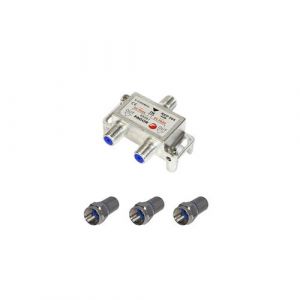 pack fagor répartiteur antenne tv ou sat 1 entrée 2 sorties 52300mhz 3 fiches f 7mm hau