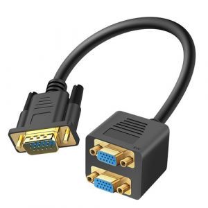 Adaptateur Vidéo VGA Mâle vers Double VGA Femelle Compact Robuste LinQ Noir