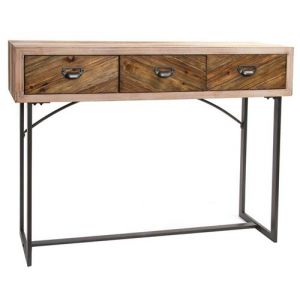 Console / Table console en metal coloris naturel - Longueur 110 x Profondeur 32 x Hauteur 85 cm -PEGANE-