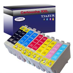 10 Cartouches Compatibles pour Epson Stylus Photo PX720WD, PX730WD remplace Epson T0801 T0802 T0803 T0804 T0805 T0806 - T3AZUR