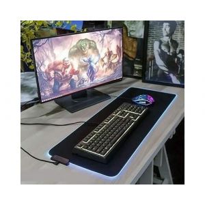 Tapis de Souris LED pour iMAC Clavier Bureau 7 couleurs Deperlant 30x78cm (NOIR)