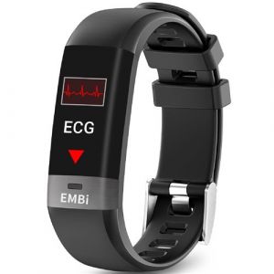Bracelet connect&eacute; ECG &eacute;lectrocardiogramme - Audar EMBi - Cardio, Tensiom&egrave;tre, Notification d'appels et messages, Ultra fin, Waterproof Noir