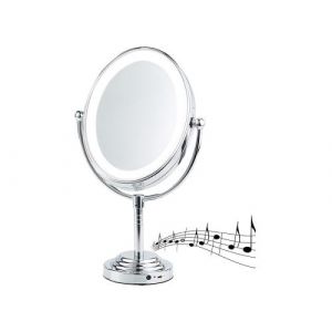 Miroir grossissant 5x à éclairage LED avec enceinte bluetooth - 123 x 175 mm
