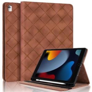 Coque pour iPad Pro 11 Pouces (2022/2021/2020, 4e/3e/2e Génération), Motif Carré Tablette Etui PU Cuir Housse de Protection avec Multi-Angles ZURSANA Marron