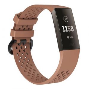 Bracelet en silicone bande creuse respirante, taille : S marron pour votre Fitbit Charge 3