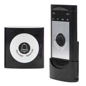 Sonnette d'Interphone Vocal Sans Fil Syst&egrave;me de S&eacute;curit&eacute; &agrave; Maison - Noir Argent