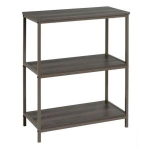 Étagère avec 3 tablettes en panneaux de particules coloris gris foncé avec structure en métal - Longueur 60 x Profondeur 30 x Hauteur 76 cm - JUANIO -