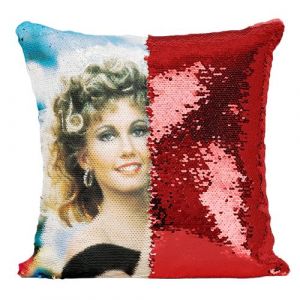 Fabulous Housse de Coussin &agrave; Sequin - Paillettes Rouge John Travolta et Olivia Newton Grease 3 [40 x 40 cm]