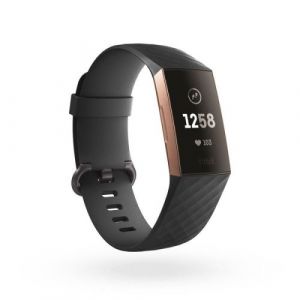 Bracelet Silicone pour FITBIT Charge 3 Grande Taille L 105-133mm Confortable (NOIR)