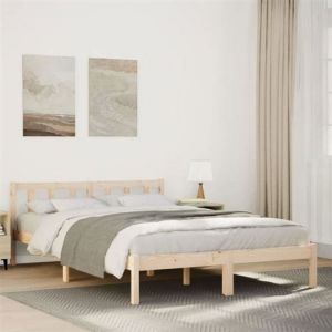 vidaXL Cadre de lit extra long sans matelas 140x210 cm bois massif pin, lit, meuble de chambre &agrave; coucher, lit en bois, lit 852434