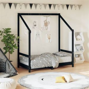 vidaXL Cadre de lit pour enfant noir 70x140 cm bois de pin massif835708