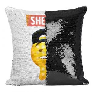 Fabulous Housse de Coussin à Sequin - Paillettes Noir Sheesh Emoji [40 x 40 cm]