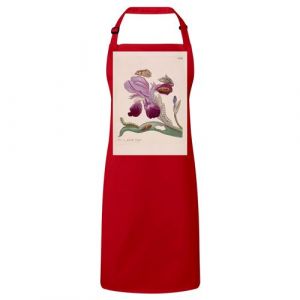 Fabulous Tablier Cuisine Premium Rouge Iris Papillons Chenilles Illustration Botanique