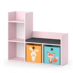 Vicco Bibliothèque enfant Luigi, Rose, 107.2x88.6cm avec 2 boîtes pliantes (multicolore)