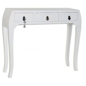 Console Table console en bois de sapin et MDF coloris blanc - Longueur 96 x Profondeur 26 x Hauteur 80 cm - PEGANE -