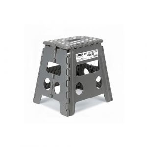 Tabouret Pliant Gris 40cm, Marchepied Pied Pliable BM TOOLS BMT-MP40-GRIS - 150kg Capacit&eacute;, L&eacute;ger et Compact pour Adulte/Enfant