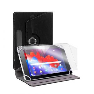 Etui housse protection pour Lenovo Tab A10-30 10.1" / Lenovo Tab 2 A10-70 10.1" Coque rotative 360 degr&eacute;s Noir + Film protection &eacute;cran en Verre Tremp&eacute; - IRIOS -