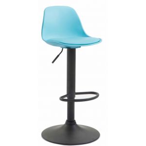 CLP Tabouret de bar Kiel Similicuir et coque en plastique , Noir/Bleu