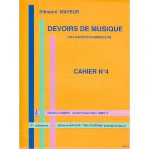 M&eacute;thodes et p&eacute;dagogie COMBRE MAYEUR EDMOND - DEVOIRS DE MUSIQUE CAHIER 4 Formation musicale - solf&egrave;ge