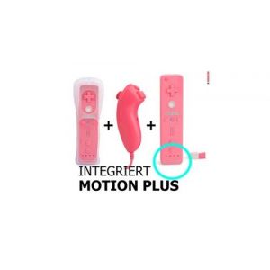 Qumox manette wii motion plus compatible + nunchuck rose pour wii u wii mini