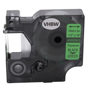 vhbw cassette cartouche 12mm noir sur vert neon pour imprimante d´étiquette Dymo LabelPoint 100, 150, 200, 250, 300, 350, Duo, Duo 400