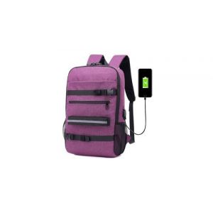 Skateboard sac à dos sac anti-vol mot de passe serrure charge usb sac à dos hommes et femmes violet