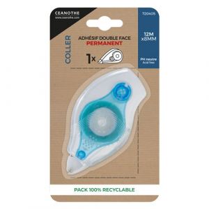 Dérouleur adhésif repositionnable double-face 12 m CEANOTHE Gris - Marque française