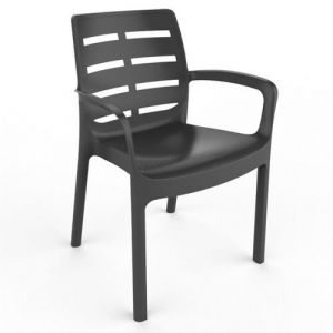 Chaise empilable avec accoudoirs en résine anthracite BOR16CA