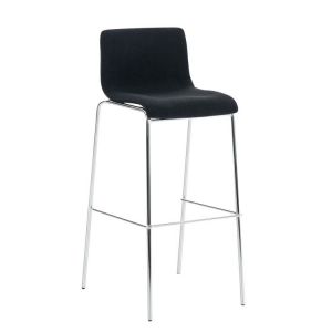 CLP Tabouret de bar Hoover Assise en Tissu - 4 Pieds en m&eacute;tal , Noir /Chrome