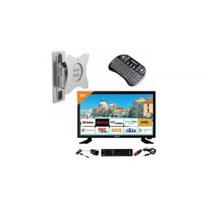 Pack antarion tv led 24" 60cm t&eacute;l&eacute;viseur smart connect + support tv + clavier sans fil