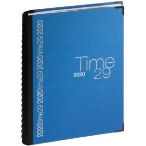 Exacompta 296122E Agenda Journalier Time 29W spiral&eacute; toile bord&eacute;e 21 x 29,7 cm Bleu Janvier &agrave; D&eacute;cembre 2020