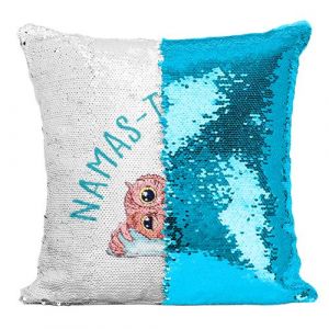Fabulous Coussin avec Housse Sequin - Paillettes Turquoise Namas-thé Hibou [40 x 40 cm]