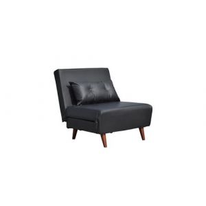 Fauteuil convertible lit une place tissu en cuir PU Noir facile &agrave; nettoyer dimension: 80x90x84 cm-dimension lit: 80x190x28 cm