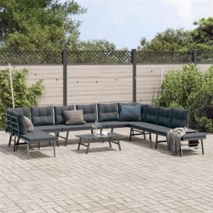 vidaXL Bancs de jardin avec coussins lot de 6 acier enduit de poudre, banc, banc de parc, si&egrave;ge d'ext&eacute;rieur, banc 3283729