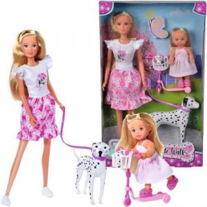 Steffi Love poupée dalmatien   Evi Love  2 poupées 29 et 12 cm  2 Figurines Dalmatien  Tro
