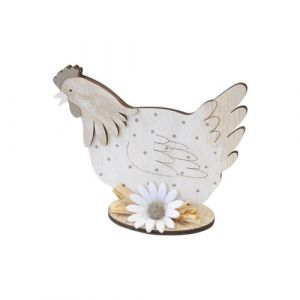 d&eacute;co poule bois fleur feutrine paille 15x13cm - g&eacute;n&eacute;rique paq1125