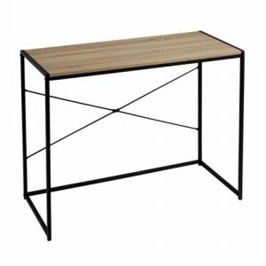 Table de console meuble d'entrée coloris natutrel/noir - Longueur 100 x Profondeur 45 x Hauteur 75 cm