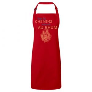 Fabulous Tablier Cuisine Premium Rouge Tous les chemins m&egrave;nent au Rhum