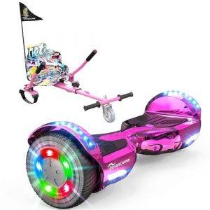 Hoverboard+Hoverkart EVERCROSS - Pneu 6,5 pouces - Autoéquilibre LED Bluetooth - Rose+Hip-rose