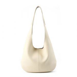 Sac fourre tout en cuir véritable sac seau sac à bandoulière simple Hobo portefeuille et sac à main blanc