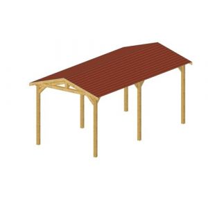 Carport Deux Pentes - 3,3 m x 7,05 m - PIN DOUGLAS - 23,30 m²