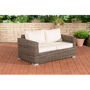 Canap&eacute; 2 places Madeira 5 mm en polyrotin , Gris chin&eacute;/Blanc cr&egrave;me