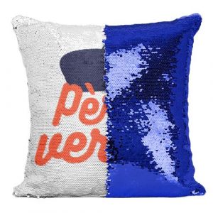 Fabulous Housse de Coussin &agrave; Sequin - Paillettes Bleu P&egrave;re Verre Vin [40 x 40 cm]