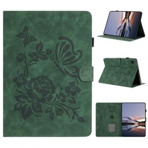 &Eacute;tui pour tablette en cuir gaufr&eacute; &agrave; motif papillon et fleur pour Samsung Galaxy Tab A8 2021-Vert