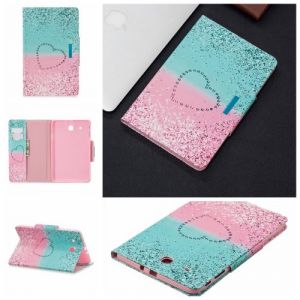 Etui en PU mod&egrave;le d'impression fermoir large avec support c&oelig;ur pour votre Samsung Galaxy Tab E 9.6 T560
