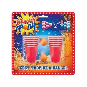 Jeu &agrave; boire shooter pong avec 12 verres et 6 balles