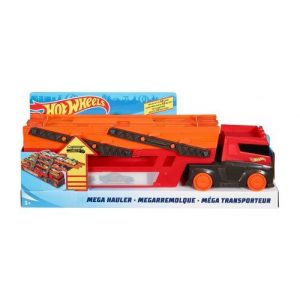 Coffret hot wheels : mega camion : 45 cm avec 6 panneaux de stationnement - set v&eacute;hicules transporteur + carte tigre