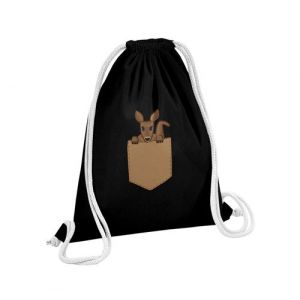 Fabulous Sac de Gym en Coton Noir Poche Surprise Kangourou 12 Litres