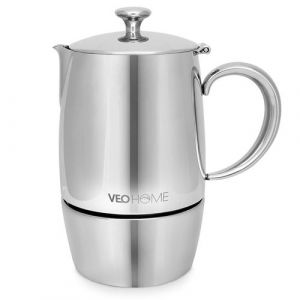 Cafetière Italienne Inox Incassable - VeoHome - 6 Tasses Expresso 300ml - Compatible Induction, Gaz, Céramique, Lave-vaisselle